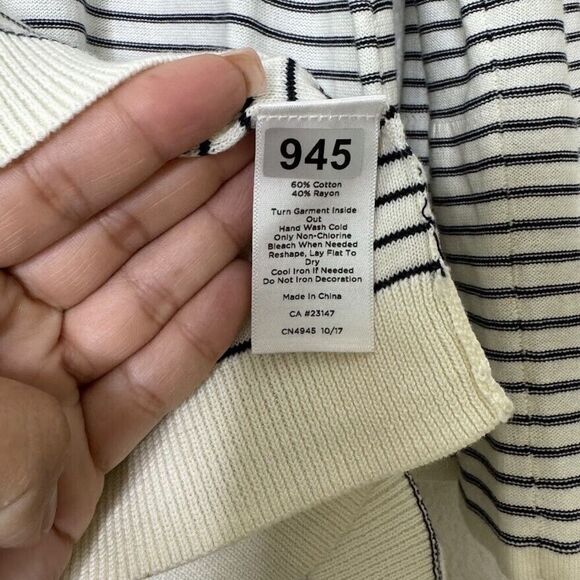 Talbots Sweater Medium Striped Floral Embroidery Beaded Embellish Bell Sleeve - Picture 13 of 16